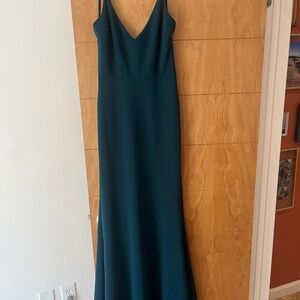 Floor length teal dress from Lulu’s